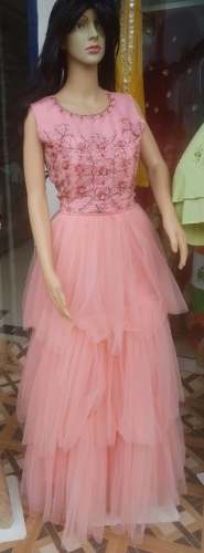 Stylish Pink Net Gown by MS New Fashion