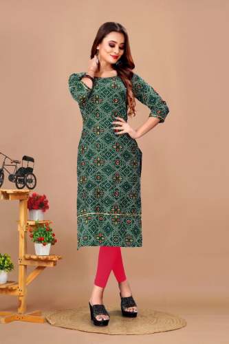 Ladies crepe mill print foil Kurti 