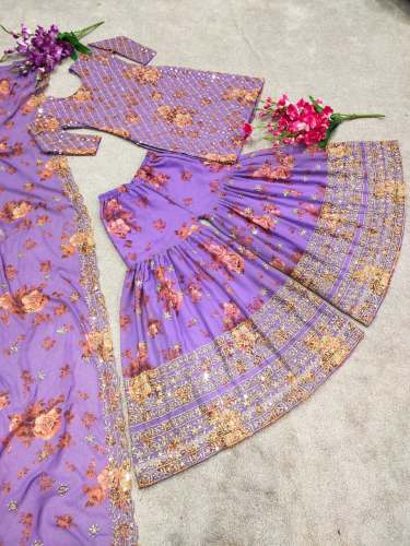 AM-341 Digital Printed Sequence Sharara Suit