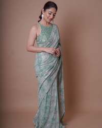 AM 5212 Sky Blue Sequence Work Saree 