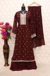 Elegant Embroidered Flair Georgette Suit No 8584