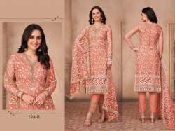 Fancy Butterfly Net Sequence Chikan Suit No 224