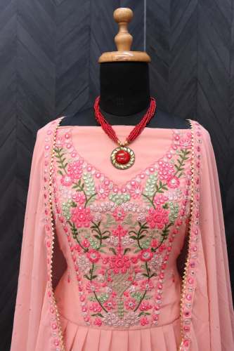 Semi Stitched Frocks Embroidered Suit