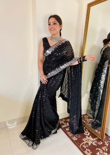 Soft Georgette Embroidery sequence Saree
