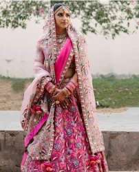 Ladies Pink Bridal Lehenga