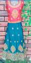 Pink and blue Embroidered Lehenga Choli