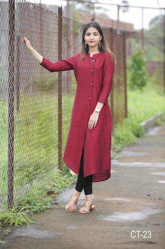 E2-CT-23 Maroon Party Wear Kurti by SILK INDIA by Silk India International Ltd