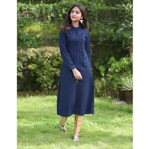 E3-CT-13 Navy Blue Designer Straight Kurti by Silk India International Ltd