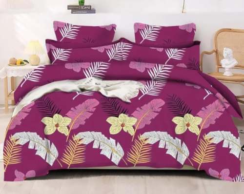 Pink Stylish Flower Printed Bed Sheet