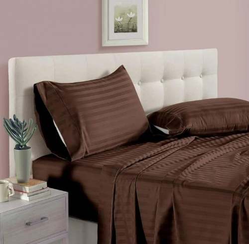 Straight Brown Cotton Bed sheet 
