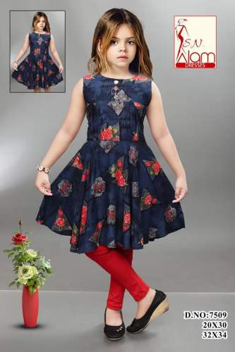 Regular Wear Blue Color Kids Frock by MKM Mens Wear