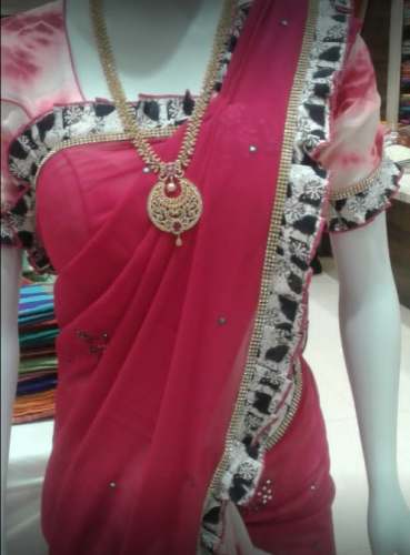 Chiffon Lace Border Saree For Women At Wholesale by Vasundhara Textiles
