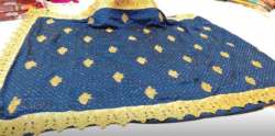 New Arrival Blue Embroidery Work Saree 