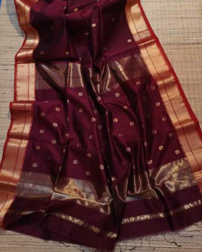 Designer Maroon Banarasi Kora Silk Saree by Namah Suits And Sarees
