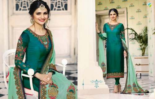 Party Wear Rama Green Suit for Ladies by Namah Suits And Sarees