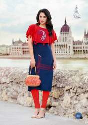 Readymade Red and Blue Rayon Kurti