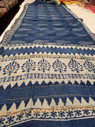 Stylish Blue Block Printed Saree in Chhatarpur by Namah Suits And Sarees