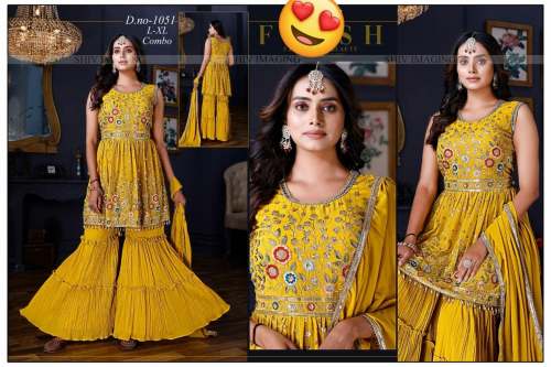 Unique Yellow Sharara Suit by Namah Suits And Sarees