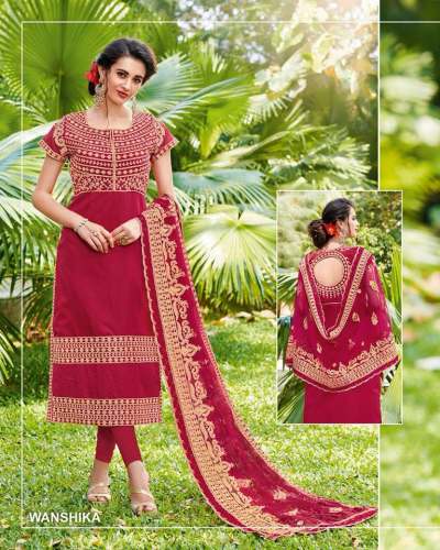 Wanshika Red Embroidered Ladies Suit by Namah Suits And Sarees
