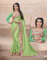 pista-green-plain-saree-with-embroidered-blouse