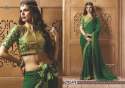 Printed Green Saree With Lace Border