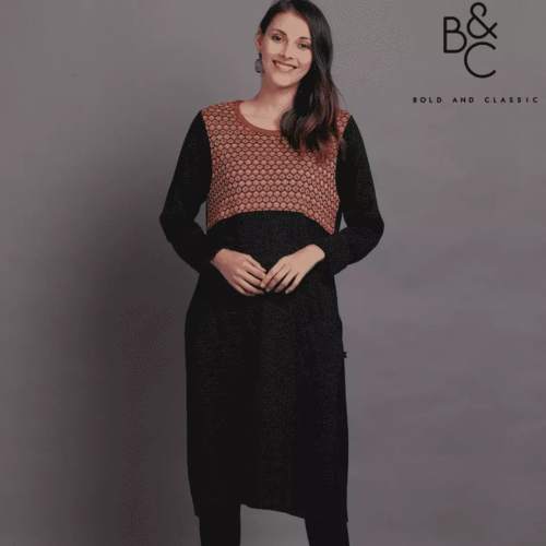 Straight Woolen Black Kurti
