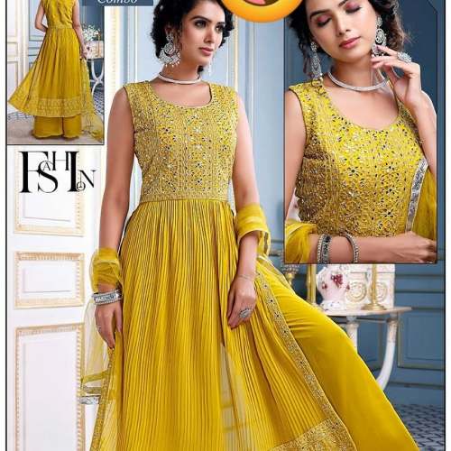 Wedding Wear Yellow Kurti With Sharara n Dupatta  by Girls zone