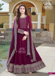 Shivali Wine Color Anarkali Gown Suit 
