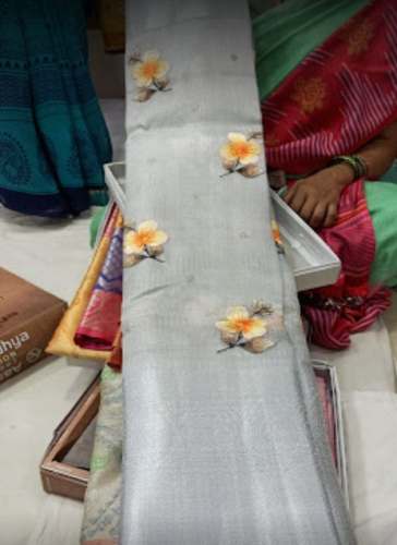 New Grey Printed Saree For Ladies