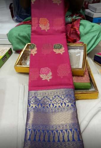 New Pink Banarasi Silk Saree For Women by Katyayani Sarees Center