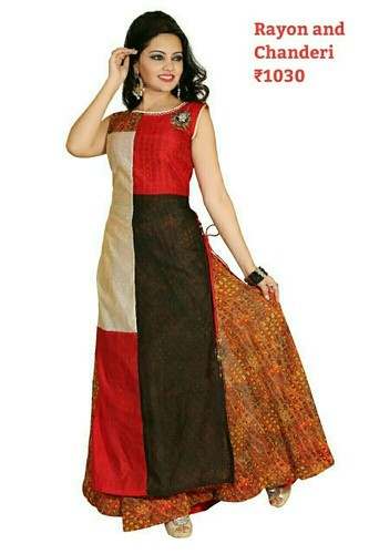 Chanderi rayon kurti