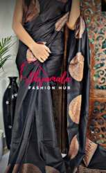 Black Printed Saree For Ladies