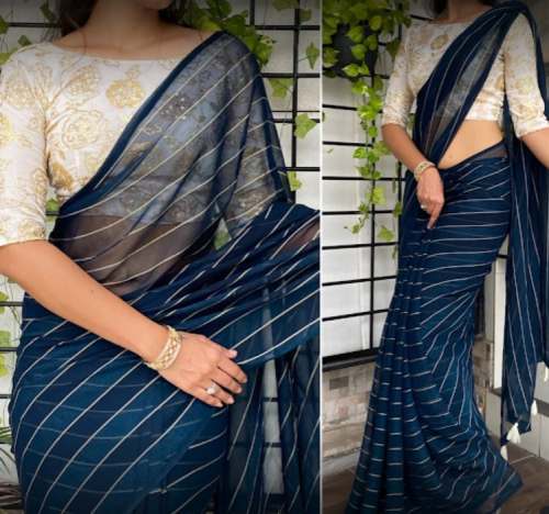 New Collection Line Plain Saree For Ladies by Shyamala Fashion Hub