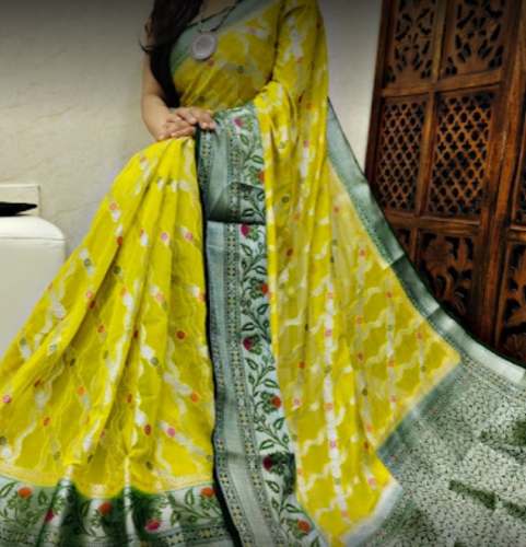 New Collection Yellow Printed Saree For Ladies by Shyamala Fashion Hub