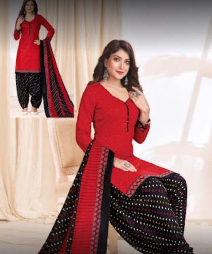 New Red And Black Punjabi Dress Material  by Shree Vijaylaxmi Textiles