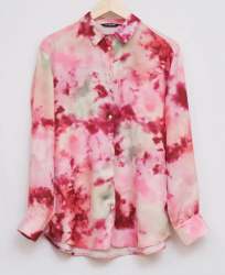 Pink SatinTie n Die Ladies Printed Shirt 
