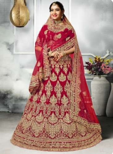 Red Bridal Lehenga for Ladies by J K FASHION