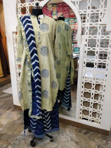 Blue Rayon Kurti Palazzo Set  by Shubham Saree Creation