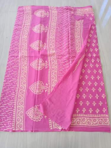 Fancy Block Printed Pink Saree by Shubham Saree Creation