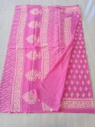 Fancy Block Printed Pink Saree