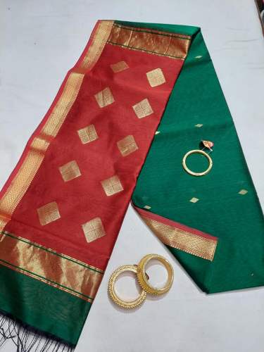 Green And Red Silk Saree from Vidisha
