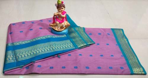 Silk Cotton Fancy Pink Saree by Supriya Trends