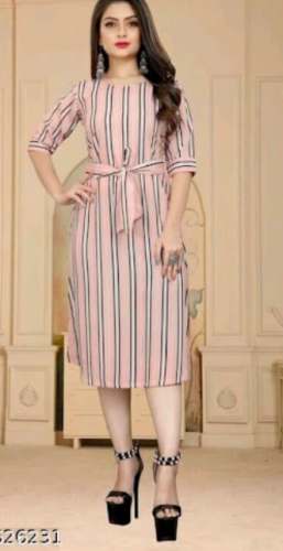 Light Pink Striped Design Western one Piece