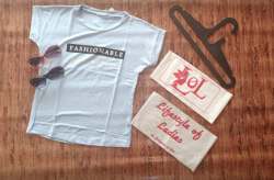 Off White Round Neck Girls T shirt 