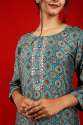 green-color-ladies-kurti-with-pant-set