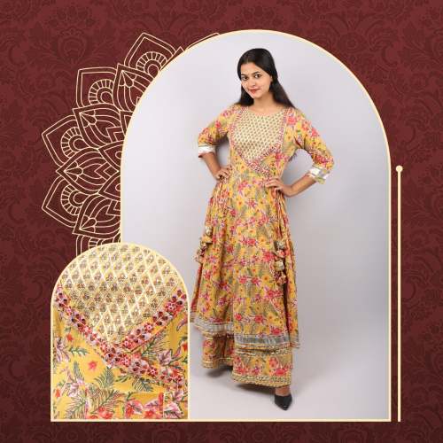 Pure Cotton Stitched frowk Set With divider plazo by Atithi Store