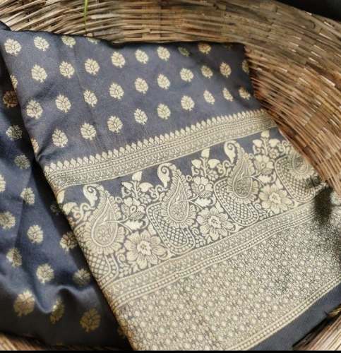 Designer Grey Banarasi Silk Saree For Ladies by Safa Trendz
