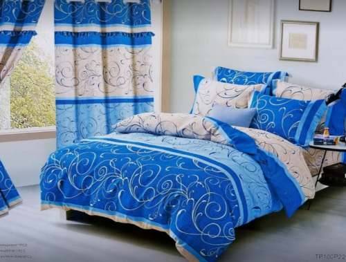 Fancy Blue Printed Double Bedsheet at Wholesale by Sri Alagumalayan Sarees and Readymades