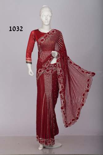 designer heavy work silk saree