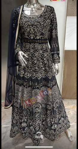 Party Wear Mirror Work Sharara Suit 